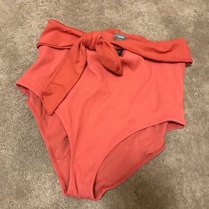 Coral Aerie Tie High Waisted Bikini Bottoms
